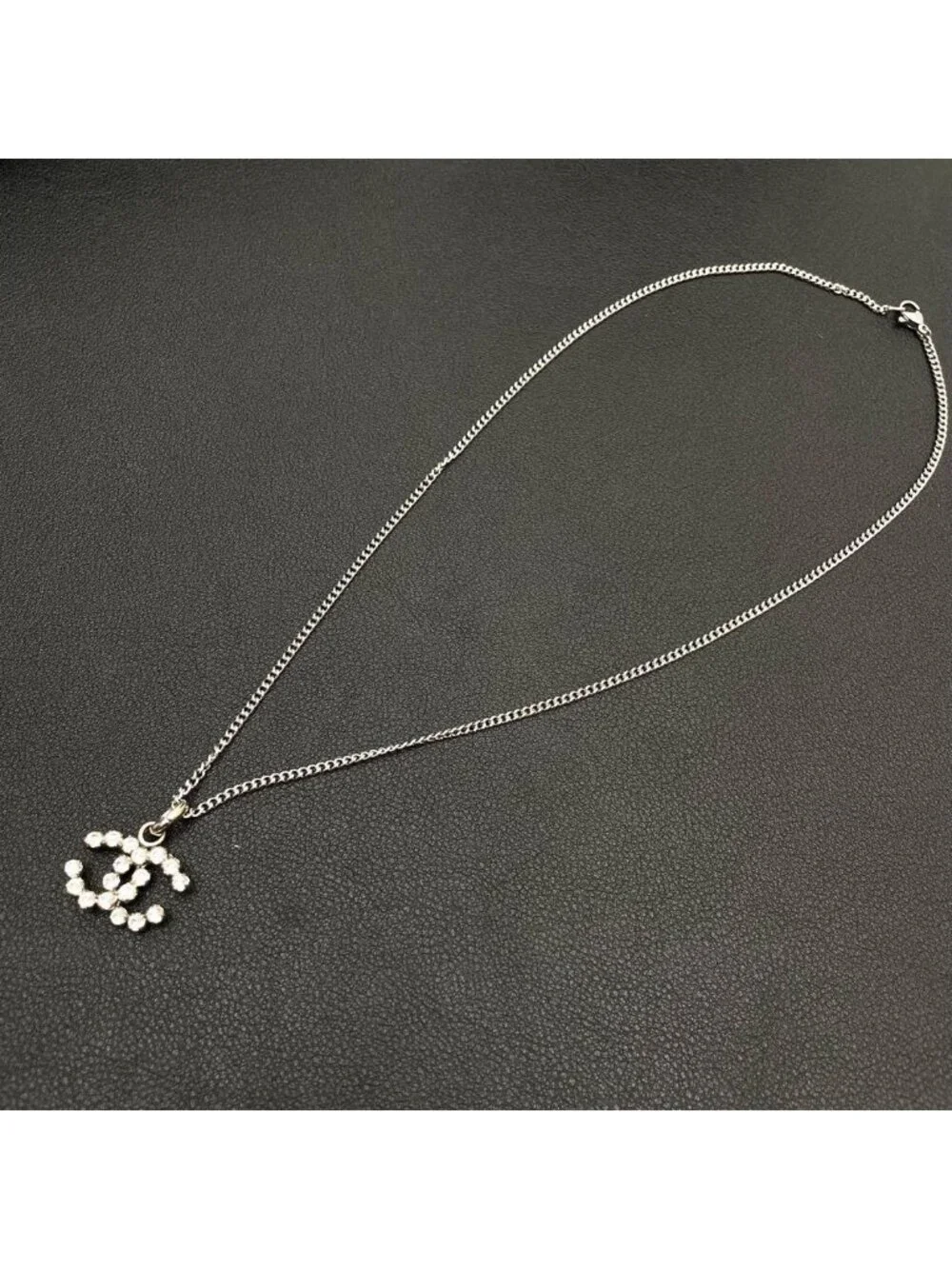 Chanel CC Logo Necklace Rhinestone Icon Coco